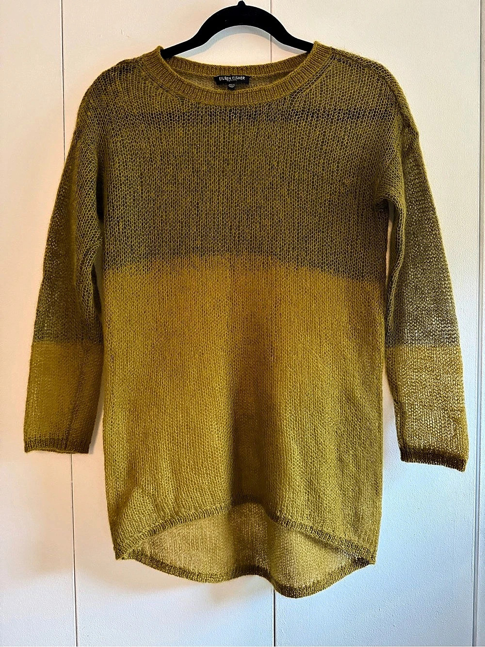 Eileen Fisher Color Block Crewneck Sweater Yellow PP